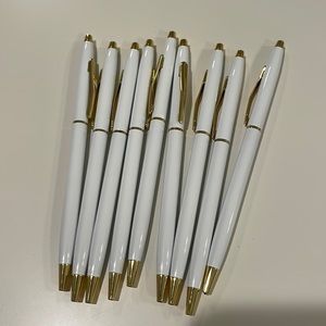 Wedding welcome table white/gold pens (9 counts)